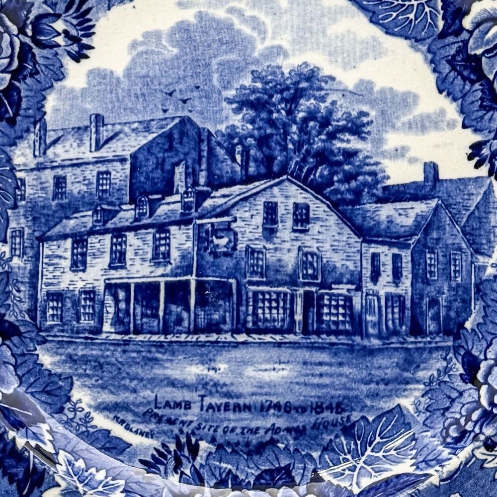 Antique Wedgwood Etruria Adams House Lamb Tavern Plate 1899 Blue 9” - Picture 2 of 4